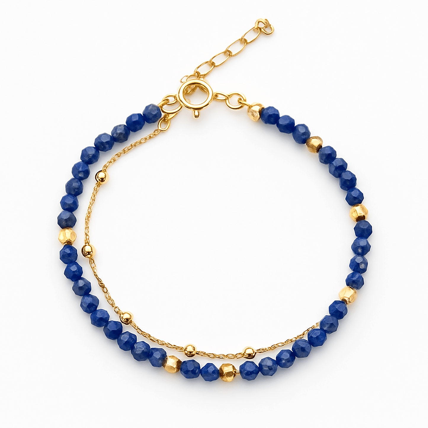 Bracelet doré Or jaune 18k assemblé de Lapis - Lazuli - Maison Di Giorgio