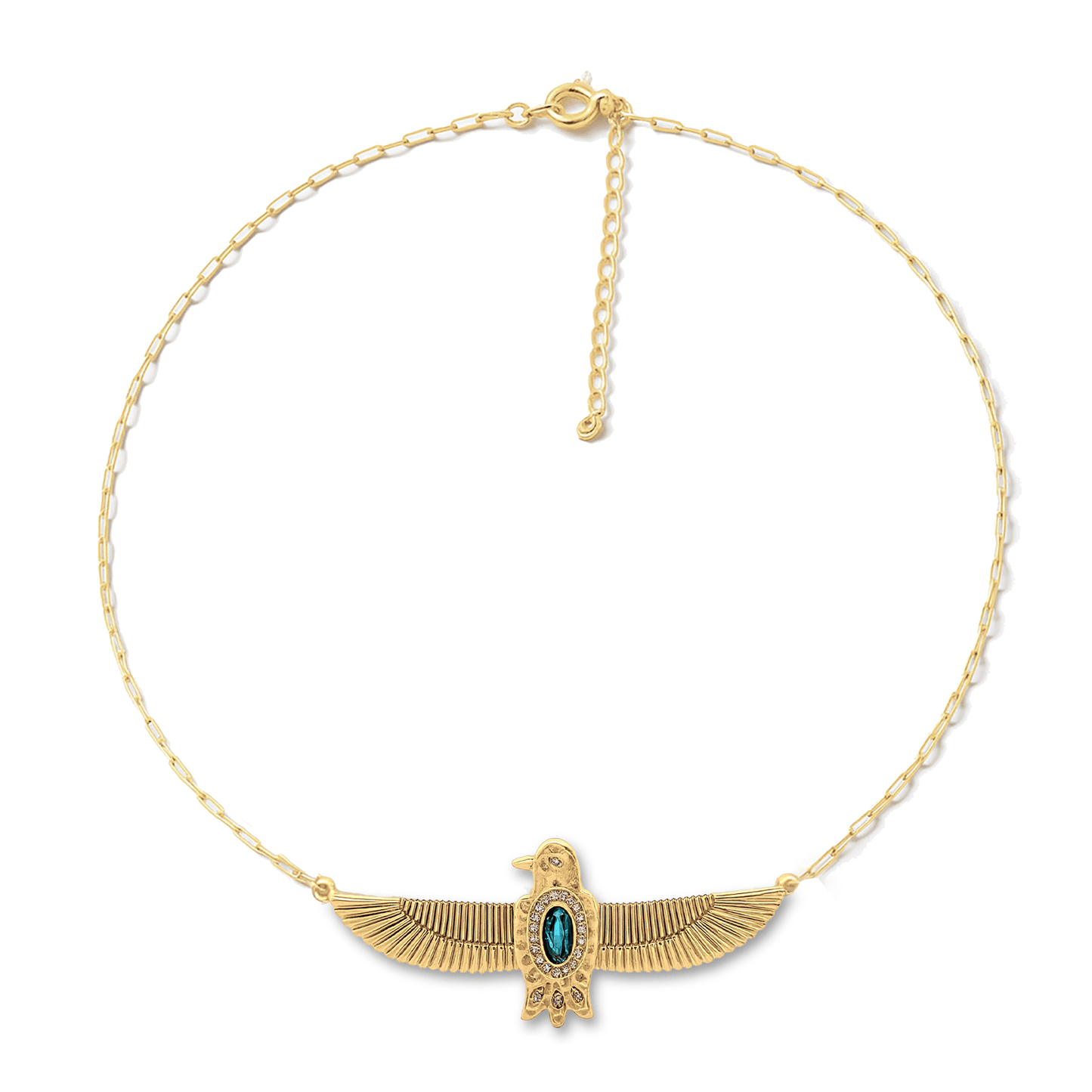 Collier doré Or jaune 18k assemblé de Topaze bleue - Maison Di Giorgio